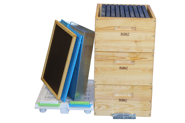 Full Depth Wooden Beehive Package with Plastic frames.