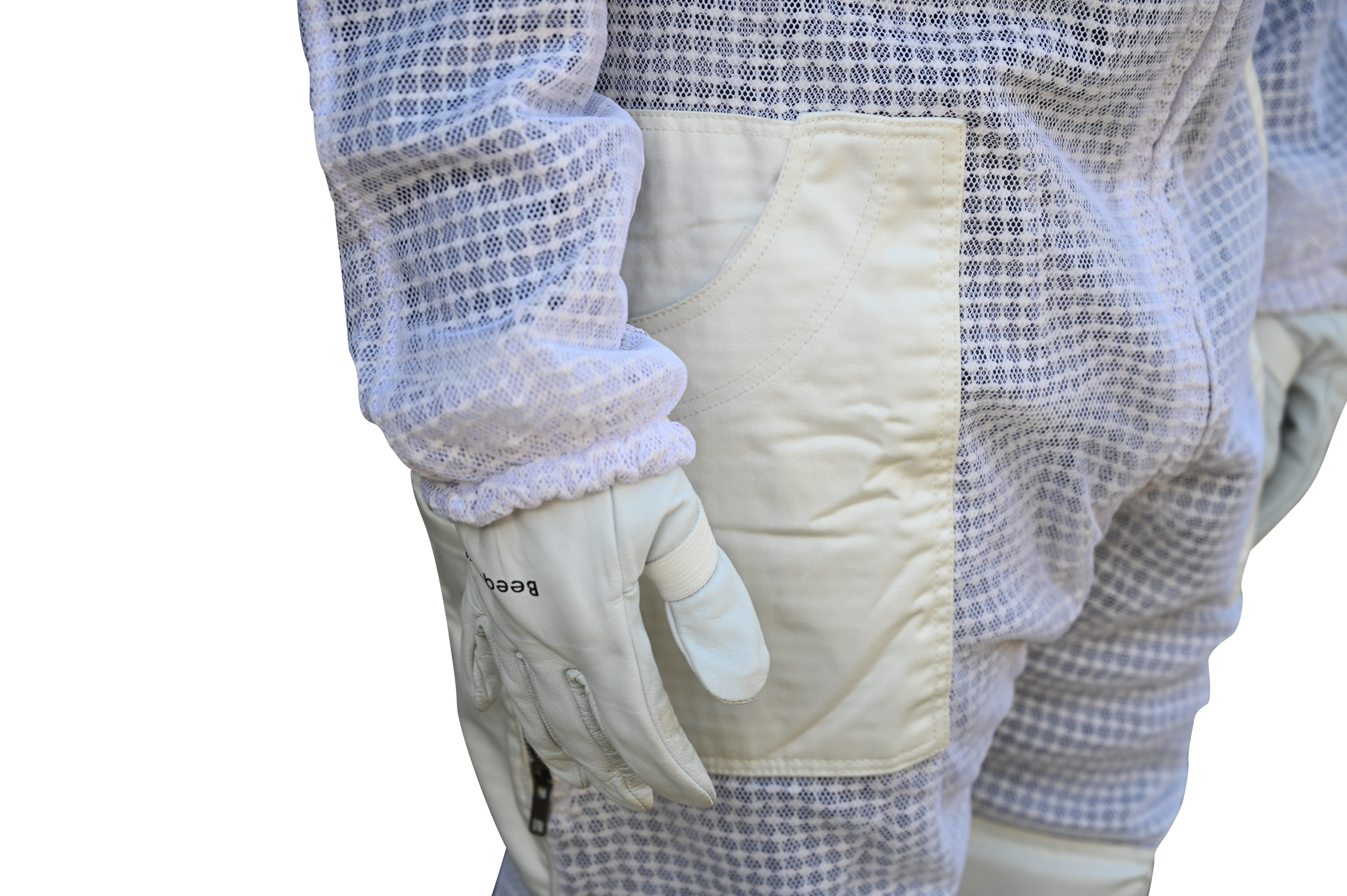 3 Layer Ventilated Bee Suit (Side Pose) - Pocket and Gloves