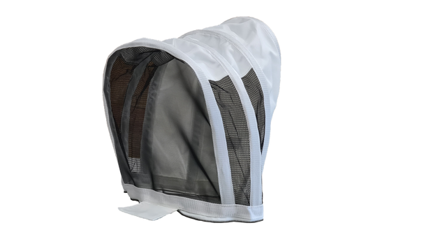 Folding Bee Veil with brass YKK Zip. White. For std suits and jackets.